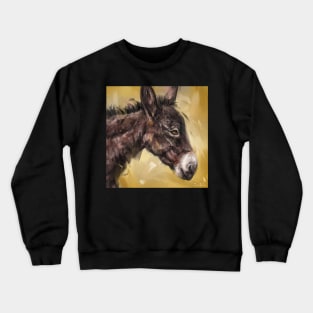 Contemporary Painting of an Adorable Donkey on Mustard Background Crewneck Sweatshirt